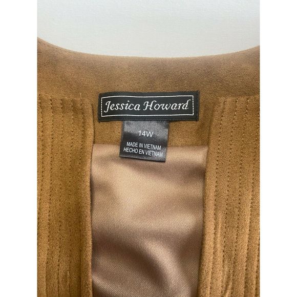 Jessica Howard Tan Suede Blazer Jacket 14 W - Picture 3 of 5
